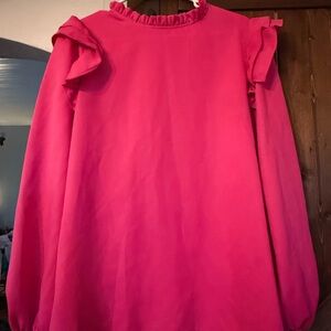 SHEIN Vibrant Pink Ruffle Sleeve Dress